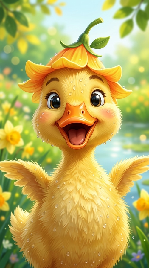 Playful Daffodil Duckling